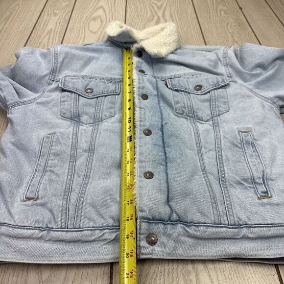 Vintage Levi's Sherpa Denim Jacket Trucker Size Large Red Tab - Picture 4 of 11